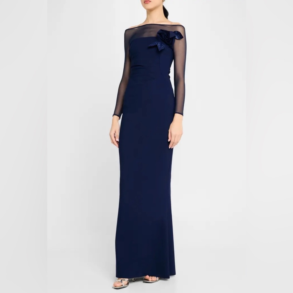 Chiara Boni La Petite Robe “Saori”
Illusion-Sleeve Flower Column Gown- Sz 12 - Picture 2 of 13